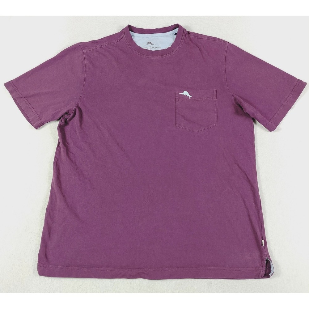 Tommy Bahama‎ Shirt Mens Medium Purple Pocket Marlin Logo Casual Tee Tropical